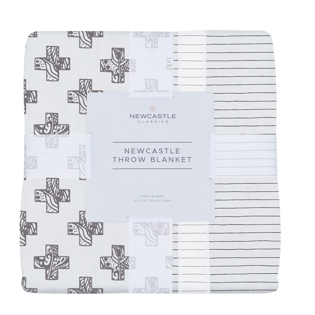 Nordic Stamp and Pencil Stripe Bamboo Muslin Newcastle Throw Blanket - My Store