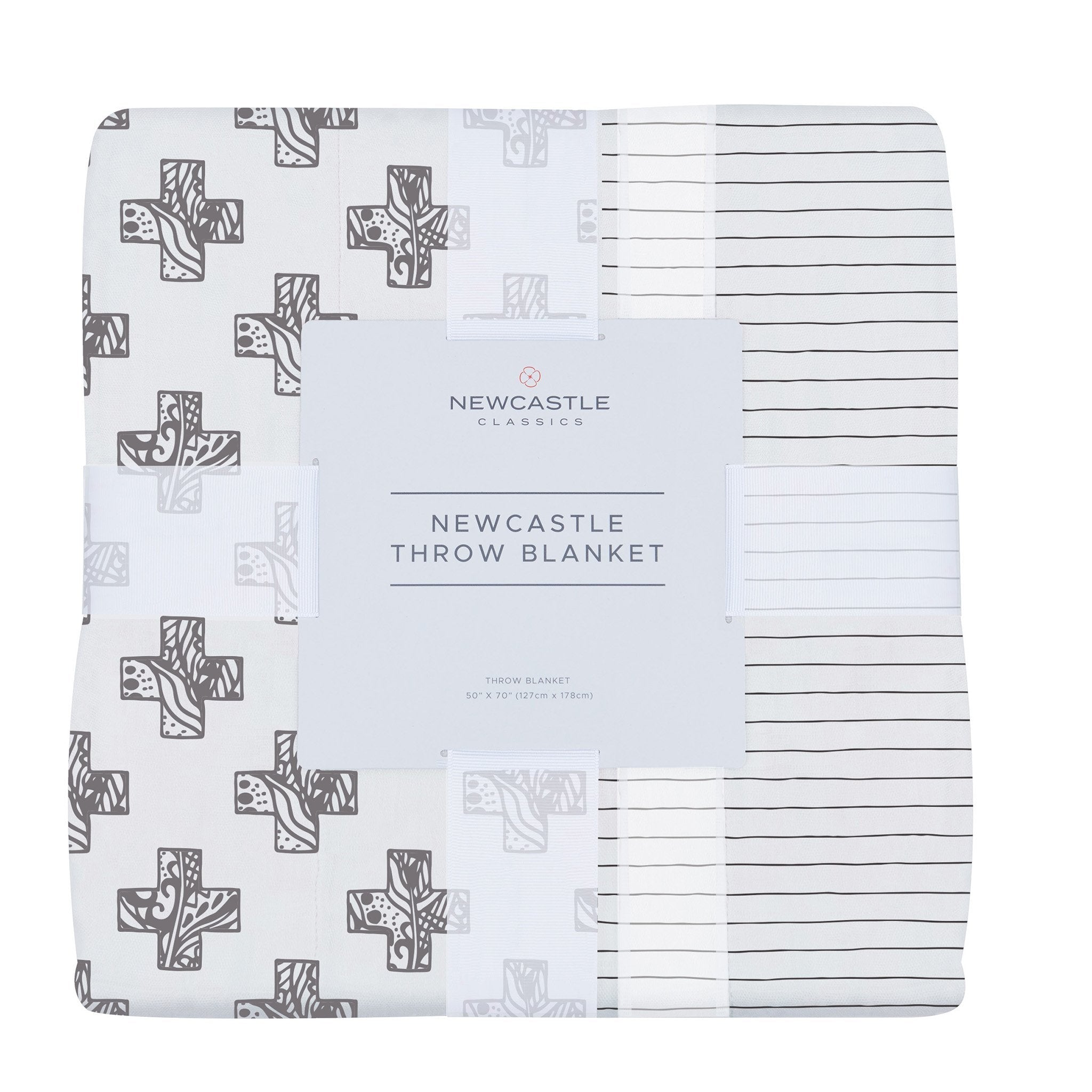 Nordic Stamp and Pencil Stripe Bamboo Muslin Newcastle Throw Blanket - My Store