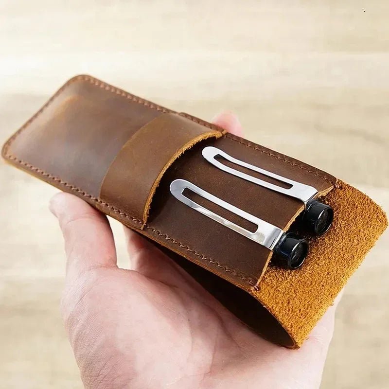 Paiman Leather Pen Holder | Handmade Leather Fountain Pen Pouch - Krafty Korner