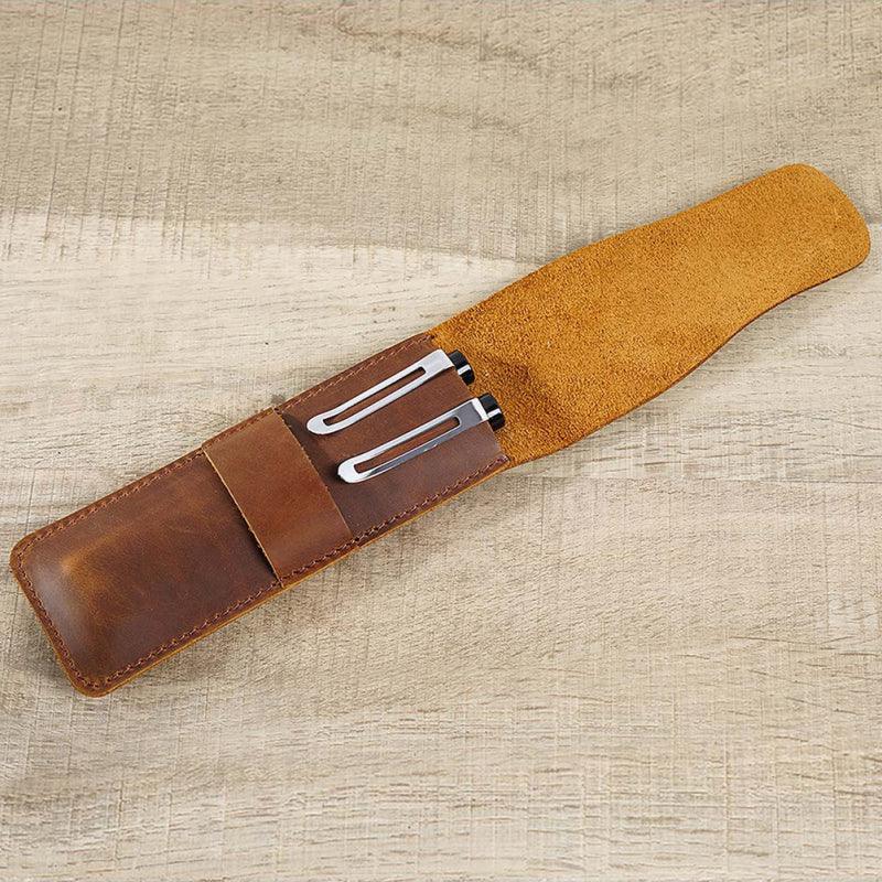 Paiman Leather Pen Holder | Handmade Leather Fountain Pen Pouch - Krafty Korner