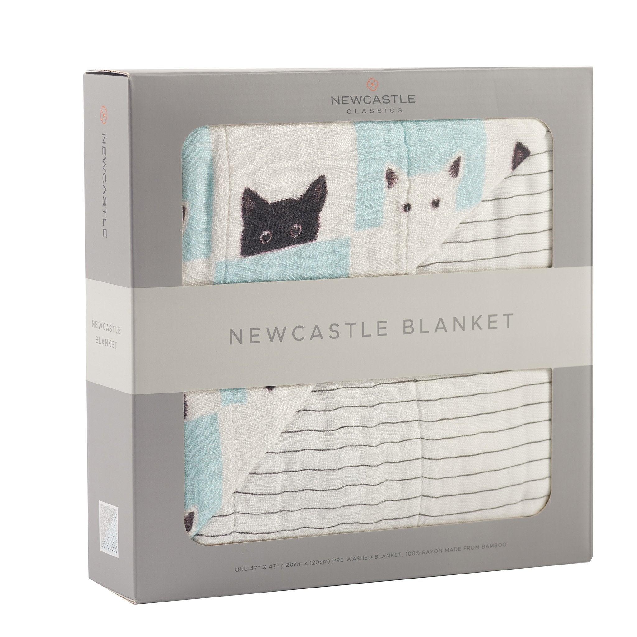Peek - A - Boo Cats and Pencil Stripe Bamboo Muslin Newcastle Blanket - My Store