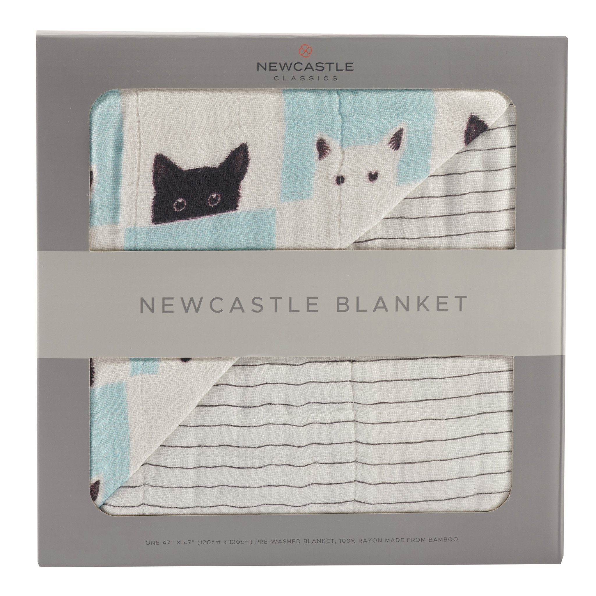 Peek - A - Boo Cats and Pencil Stripe Bamboo Muslin Newcastle Blanket - My Store