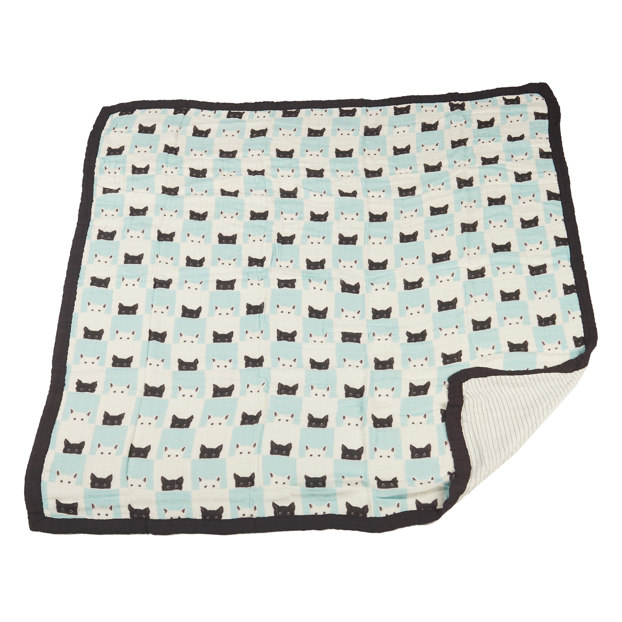 Peek - A - Boo Cats and Pencil Stripe Bamboo Muslin Newcastle Blanket - My Store