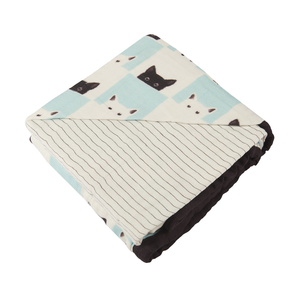 Peek - A - Boo Cats and Pencil Stripe Bamboo Muslin Newcastle Blanket - My Store