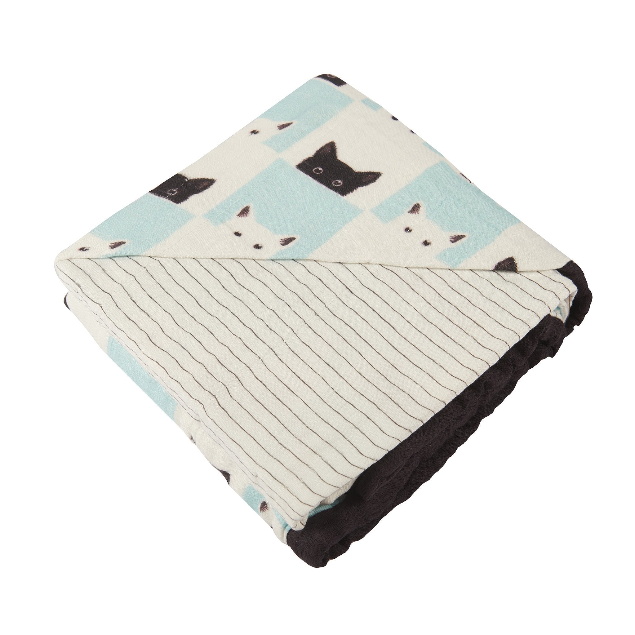 Peek - A - Boo Cats and Pencil Stripe Bamboo Muslin Newcastle Blanket - My Store