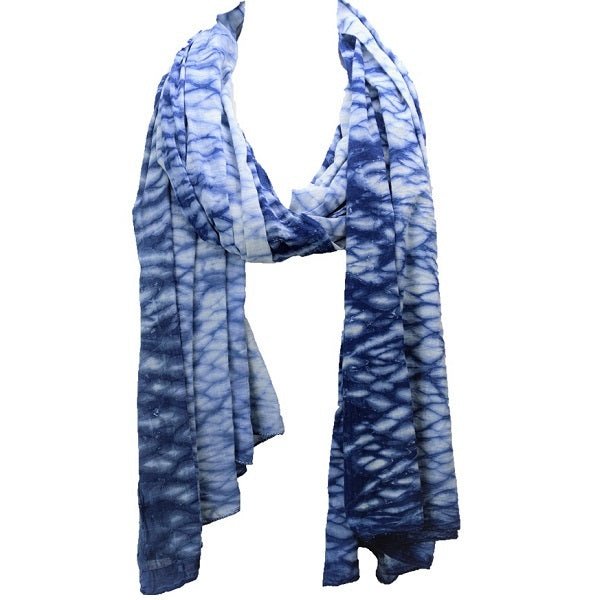 Ripple Indigo Dyed Long Scarf - Krafty Korner