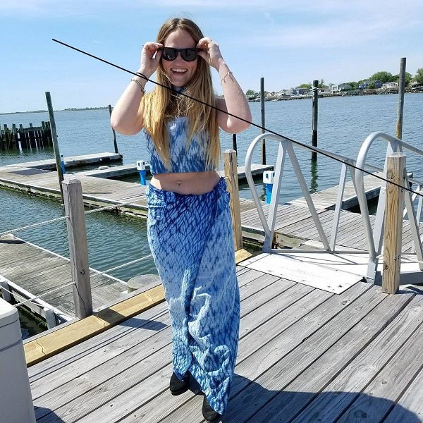 Ripple Indigo Dyed Long Scarf - Krafty Korner