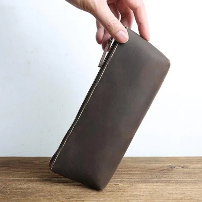 The Pallavi | Handmade Leather Pencil Case - Leather Makeup Bag - Krafty Korner