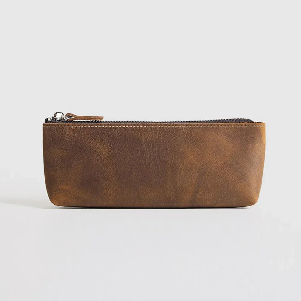 The Pallavi | Handmade Leather Pencil Case - Leather Makeup Bag - Krafty Korner