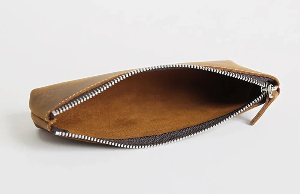 The Pallavi | Handmade Leather Pencil Case - Leather Makeup Bag - Krafty Korner