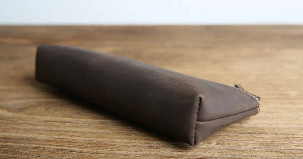 The Pallavi | Handmade Leather Pencil Case - Leather Makeup Bag - Krafty Korner